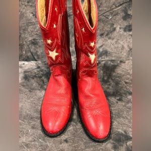 Justin red leather cowboy boots